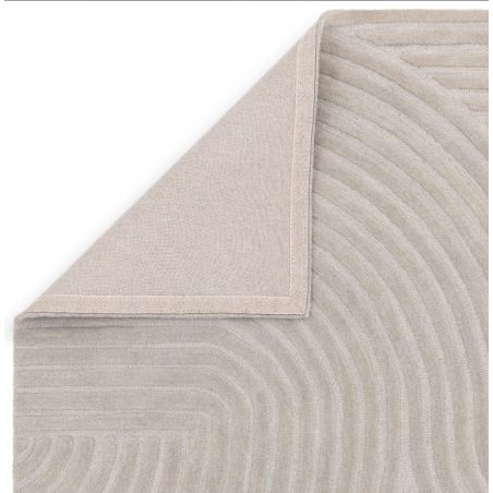 Tapis moderne motifs triangles en relief en laine gris Halifax dos