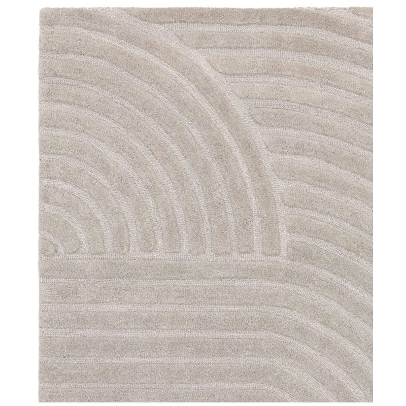 Tapis moderne motifs triangles en relief en laine gris Halifax motif