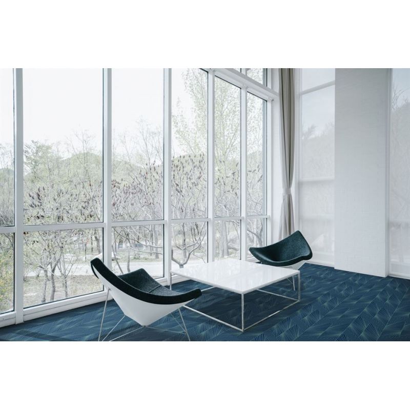 Tapis sur mesure en laine Natura Zen Moka vert et bleu
