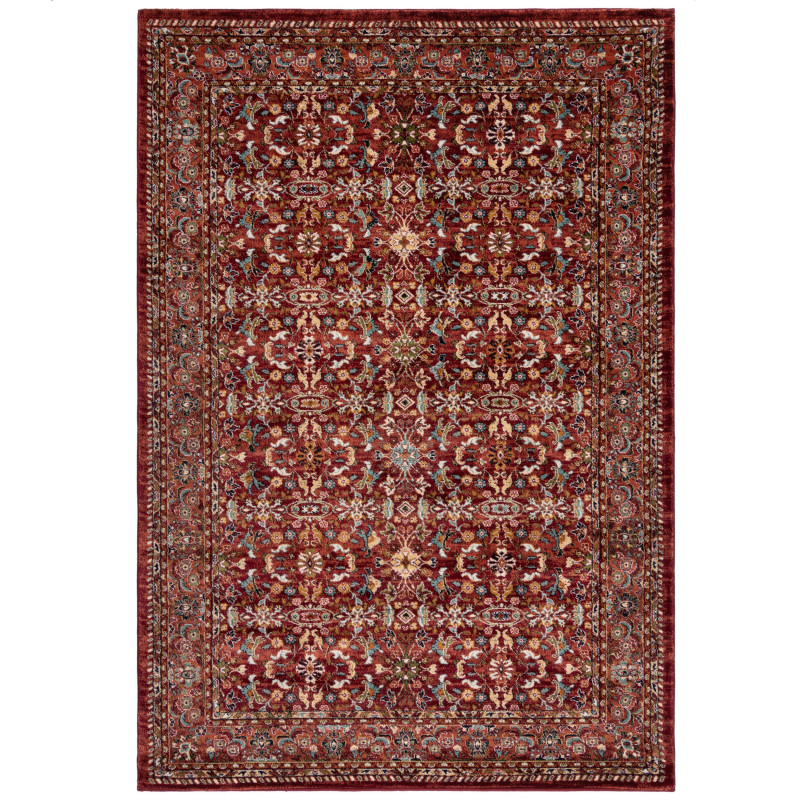 Tapis de salon à motifs persans rouge Sandford