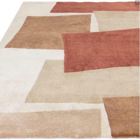 Tapis contemporain tufté main en polypropylène recyclé terracotta  Rawson biais