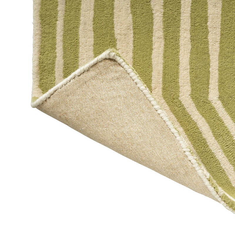 Tapisde salon en laine motif géométrique vert Kalasääski Marimekko replié