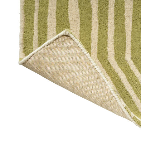 Tapisde salon en laine motif géométrique vert Kalasääski Marimekko replié