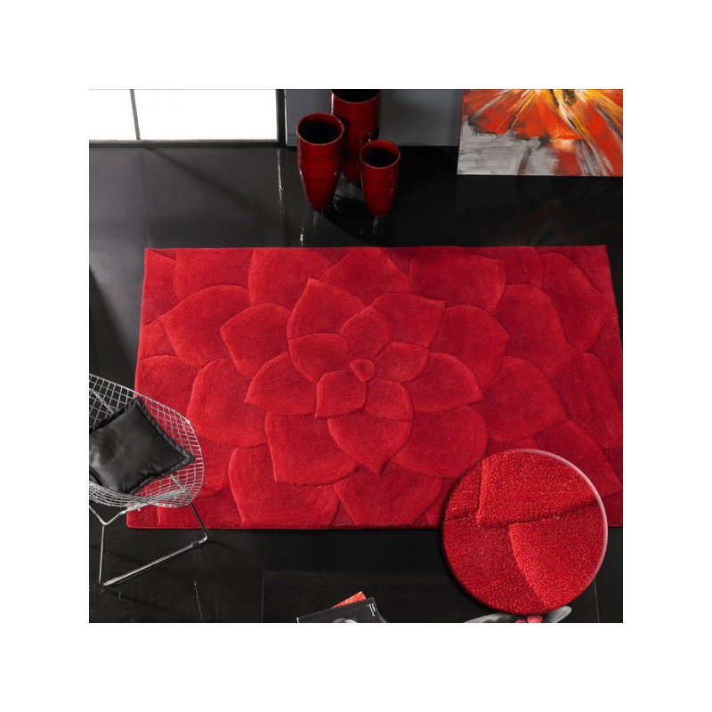 Tapis en laine effet 3D Design Kalista Rouge - CUT CUT