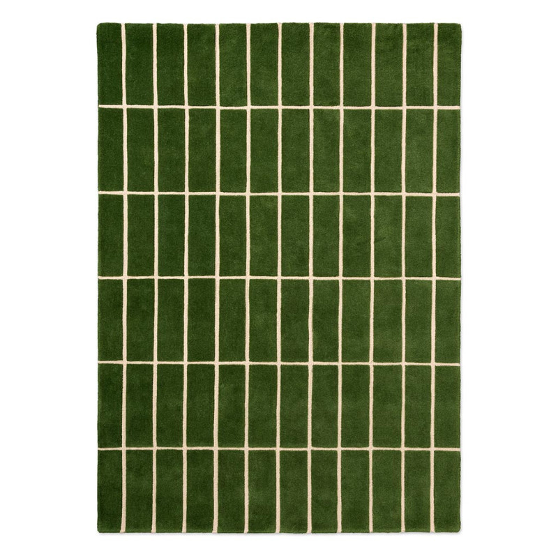 Tapis haut de gamme en laine vert Tiiliskivi par Marimekko