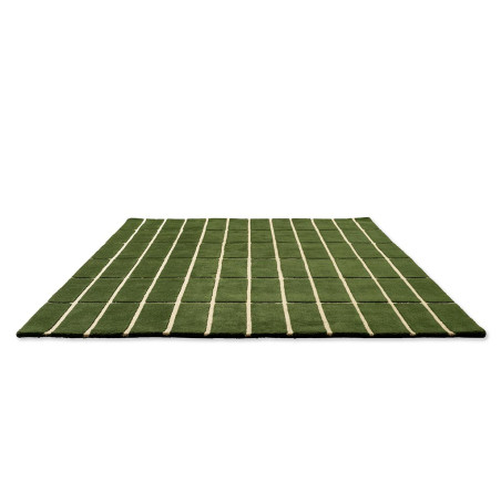 Tapis haut de gamme en laine vert Tiiliskivi par Marimekko à plat