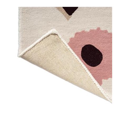 Tapis haut de gamme en laine beige et rose Unikko par Marimekko dos