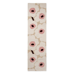 Tapis de couloir en laine beige et rose Unikko par Marimekko