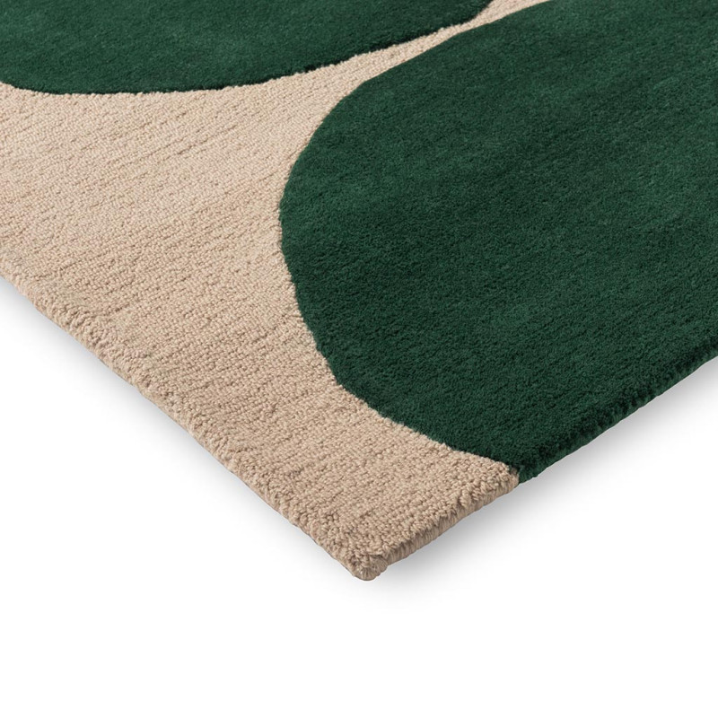 Tapis haut de gamme en laine vert Isot Kivet par Marimekko côté