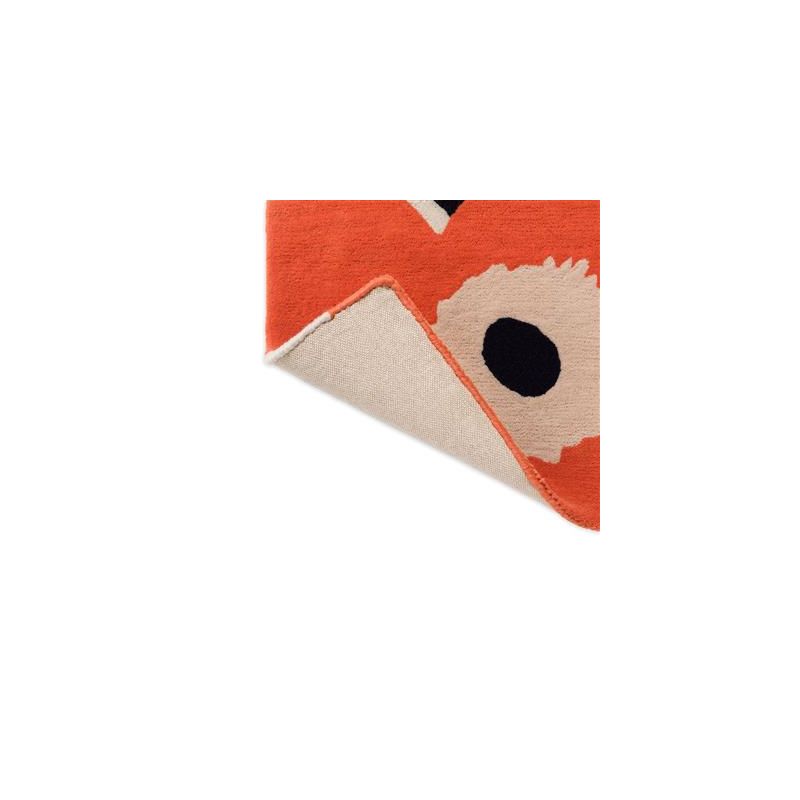 Tapis haut de gamme en laine orange Unikko par Marimekko dos