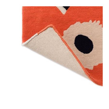 Tapis haut de gamme en laine orange Unikko par Marimekko dos