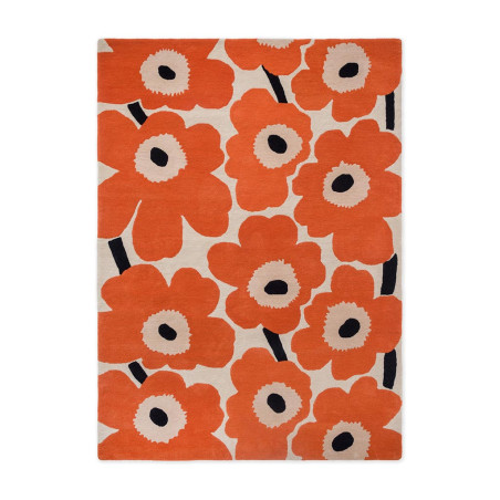 Tapis haut de gamme en laineorange Unikko par Marimekko