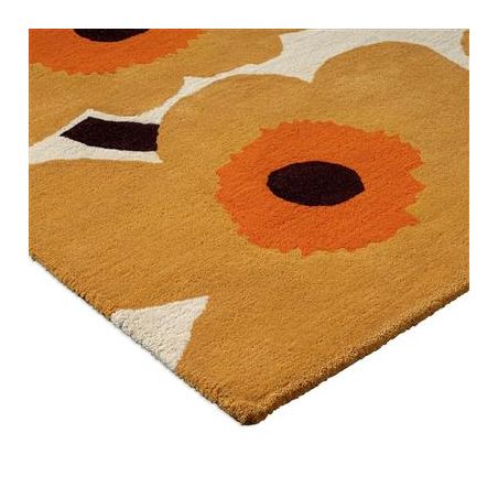 Tapis haut de gamme en laine miel Unikko par Marimekko coin