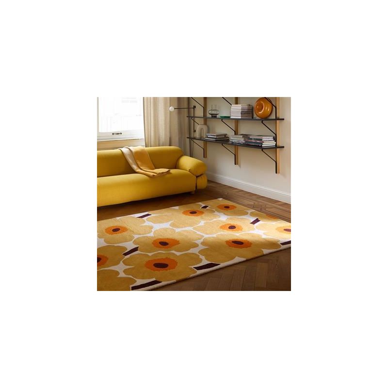 Tapis haut de gamme en laine miel Unikko par Marimekko AMBIANCE
