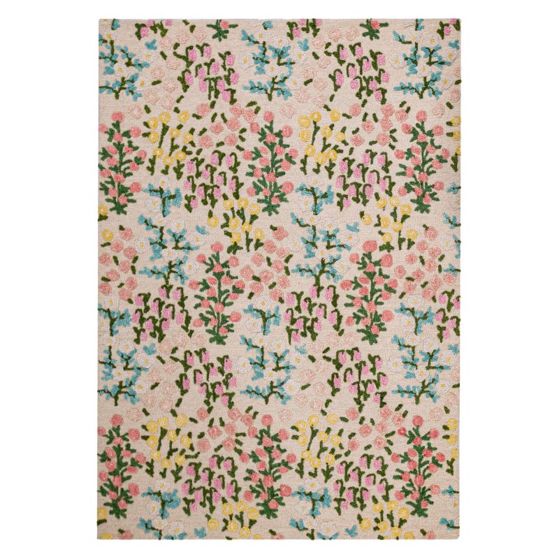 Tapis en laine ivoire Floral Emilia