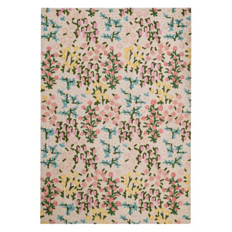 Tapis en laine ivoire Floral Emilia