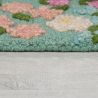 Tapis en laine bleu vert Floral Emilia epaisseur