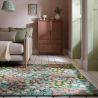 Tapis en laine bleu vert Floral Emilia salon