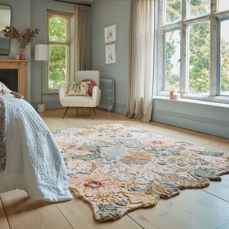 Tapis original laine rose Floral Daphne
