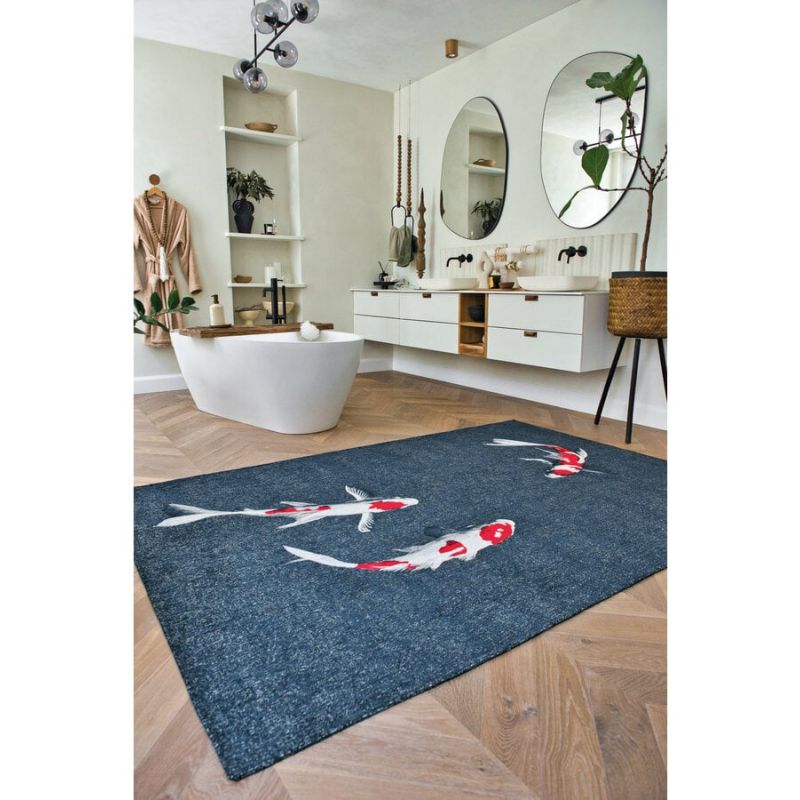 Tapis moderne Japanese Pond en PET