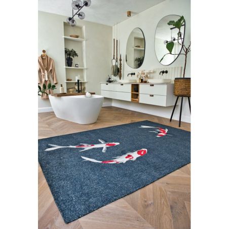 Tapis moderne Japanese Pond en PET