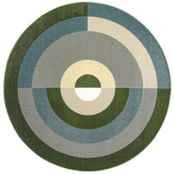 Tapis de salon rond Geo vert bleu