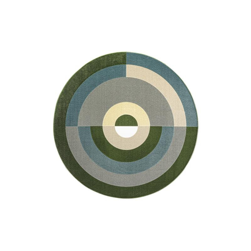 Tapis de salon rond Geo vert bleu