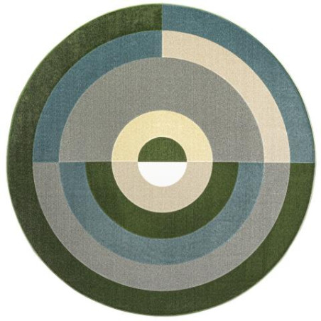 Tapis de salon rond Geo vert bleu