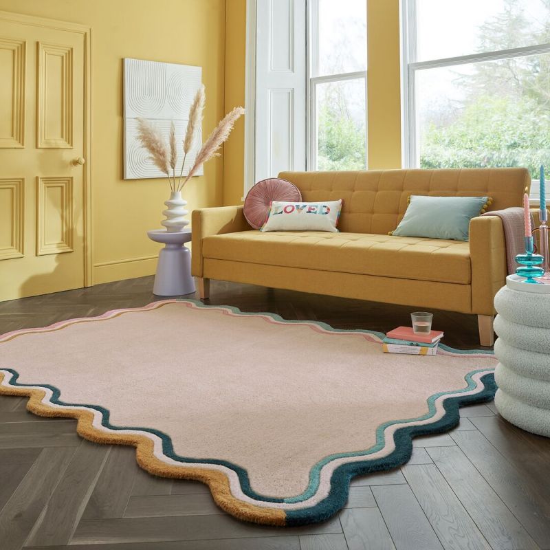 Tapis en laine forme originale Scallop