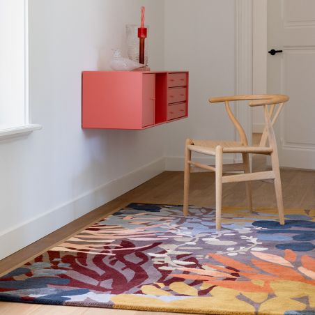 Tapis de salon moderne en laine multicolore Estella Submarine