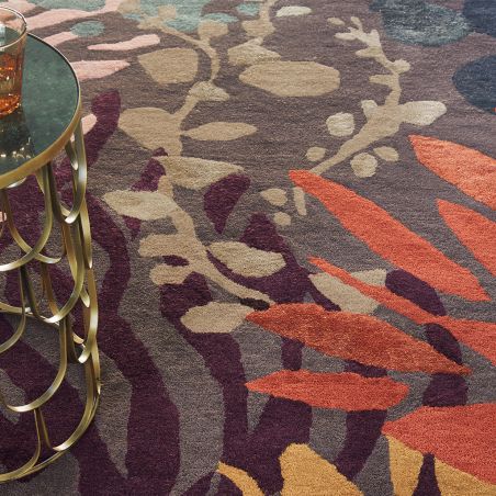 Tapis de salon moderne en laine multicolore Estella Submarine