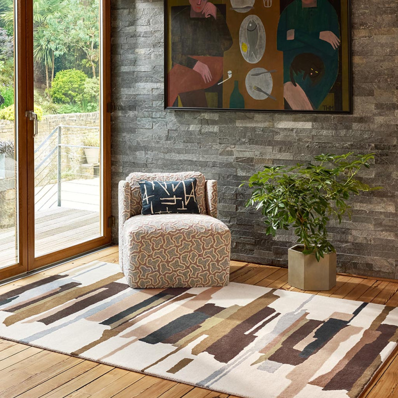 Tapis en laine formes géométriques Zeal Taupe
