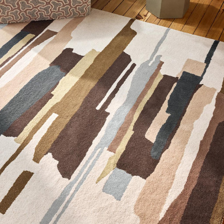 Tapis en laine formes géométriques Zeal Taupe