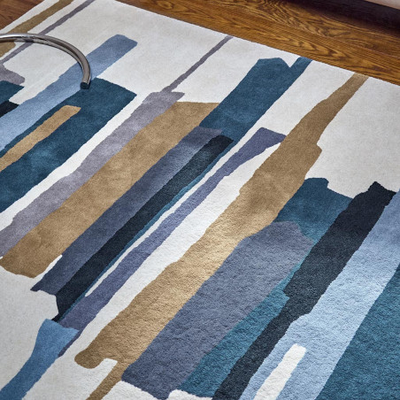 Tapis en laine formes géométriques Zeal Indigo