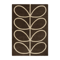 Tapis en laine marron motif feuille écru Giant Linear Stem