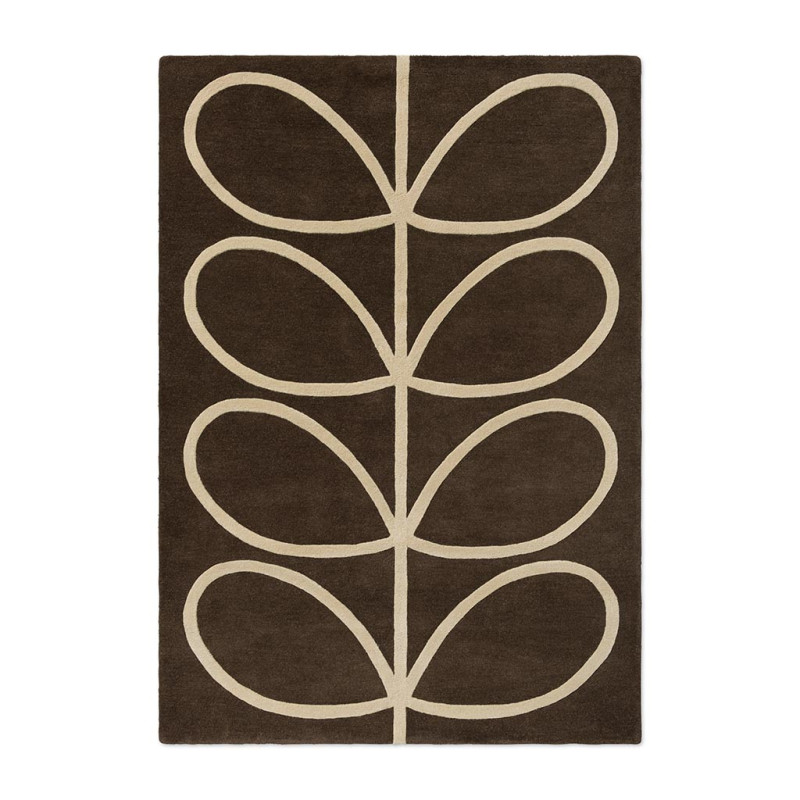 Tapis en laine marron motif feuille écru Giant Linear Stem