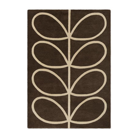 Tapis en laine marron motif feuille écru Giant Linear Stem