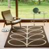 Tapis en laine marron motif feuille écru Giant Linear Stem