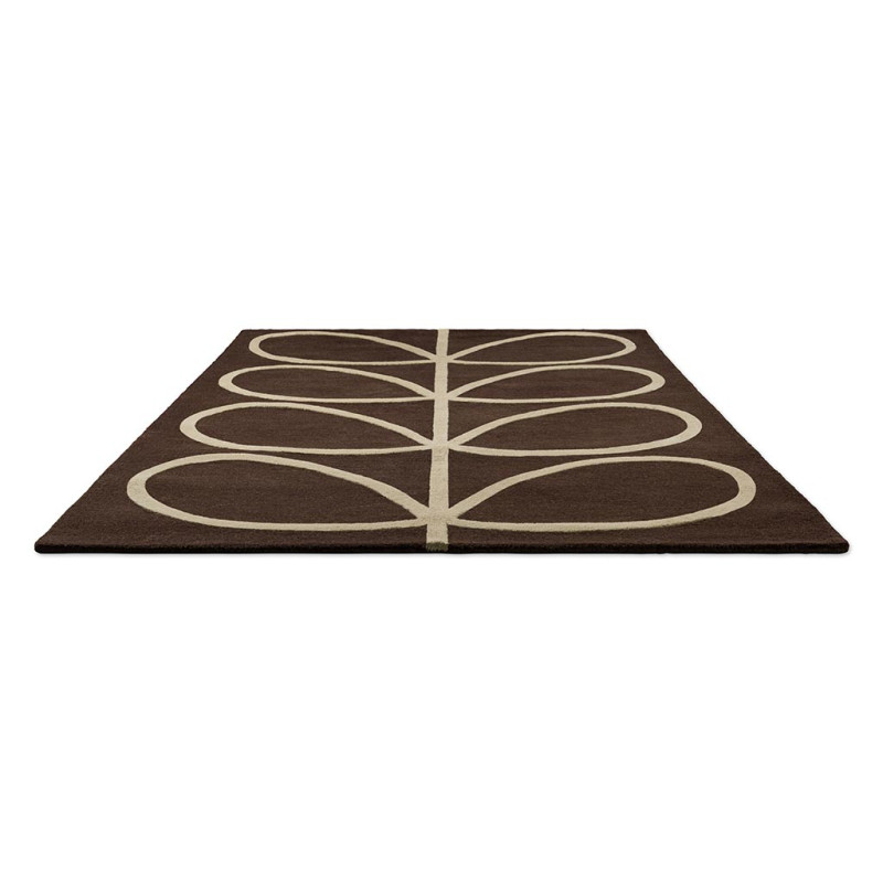 Tapis en laine marron motif feuille écru Giant Linear Stem