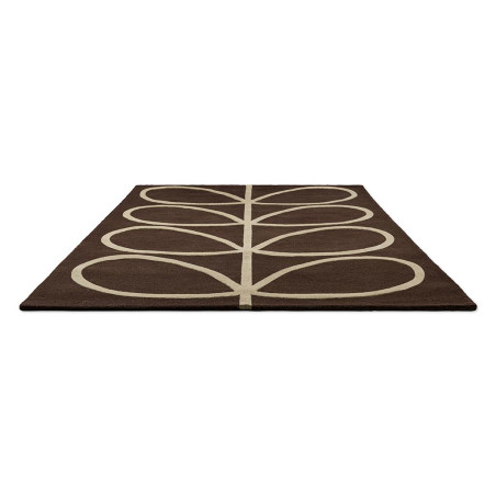 Tapis en laine marron motif feuille écru Giant Linear Stem