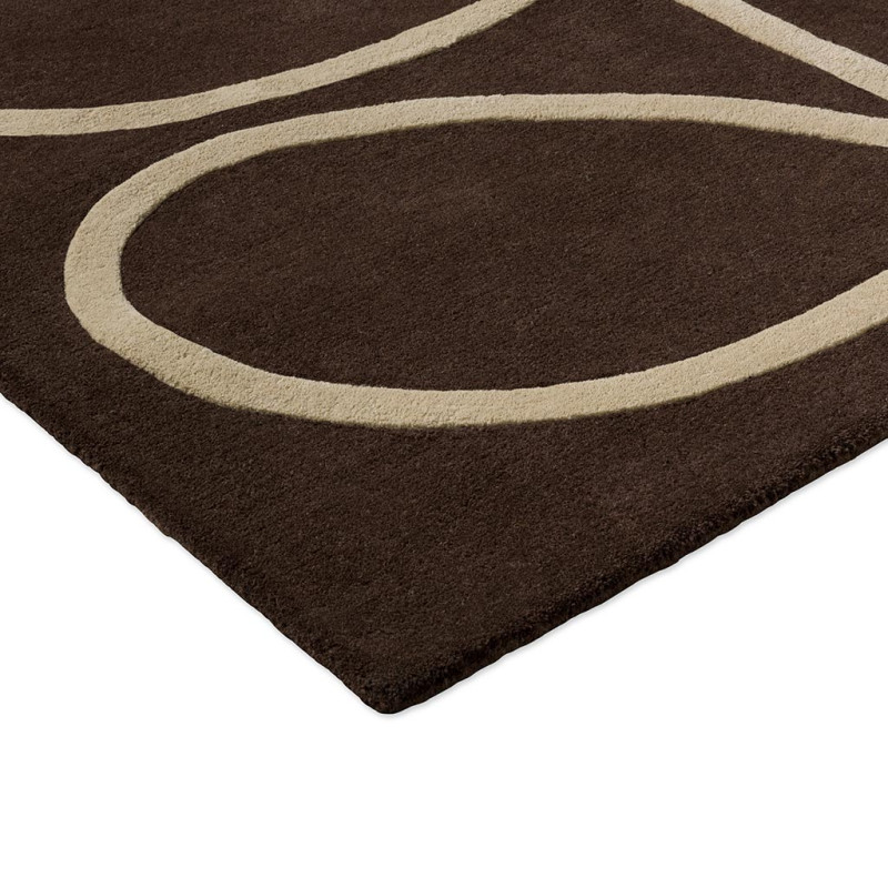 Tapis en laine marron motif feuille écru Giant Linear Stem