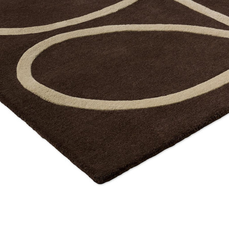 Tapis en laine marron motif feuille écru Giant Linear Stem