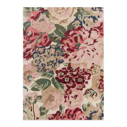 Tapis de salon en pure laine fleurs Rose & Peony Red