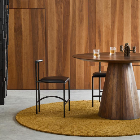 Tapis moderne haut de gamme pure laine rond Décor Echo Ochre