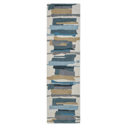 Tapis de couloir en laine formes géométriques Zeal Indigo