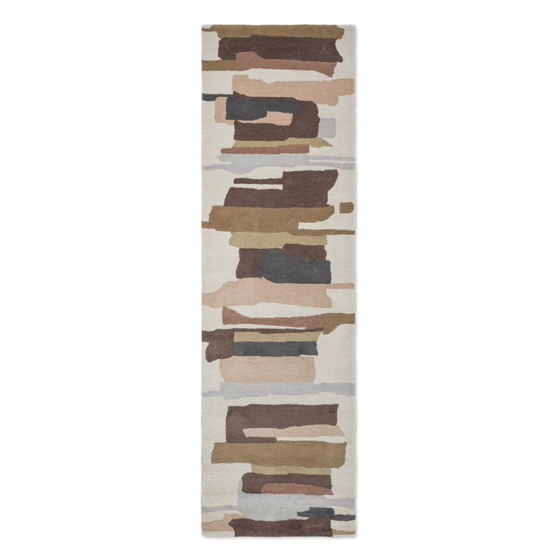 Tapis de couloir en laine formes géométriques Zeal Taupe