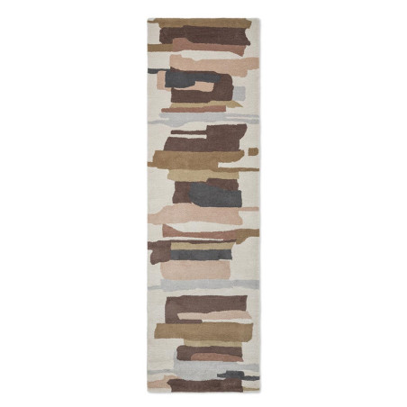 Tapis de couloir en laine formes géométriques Zeal Taupe