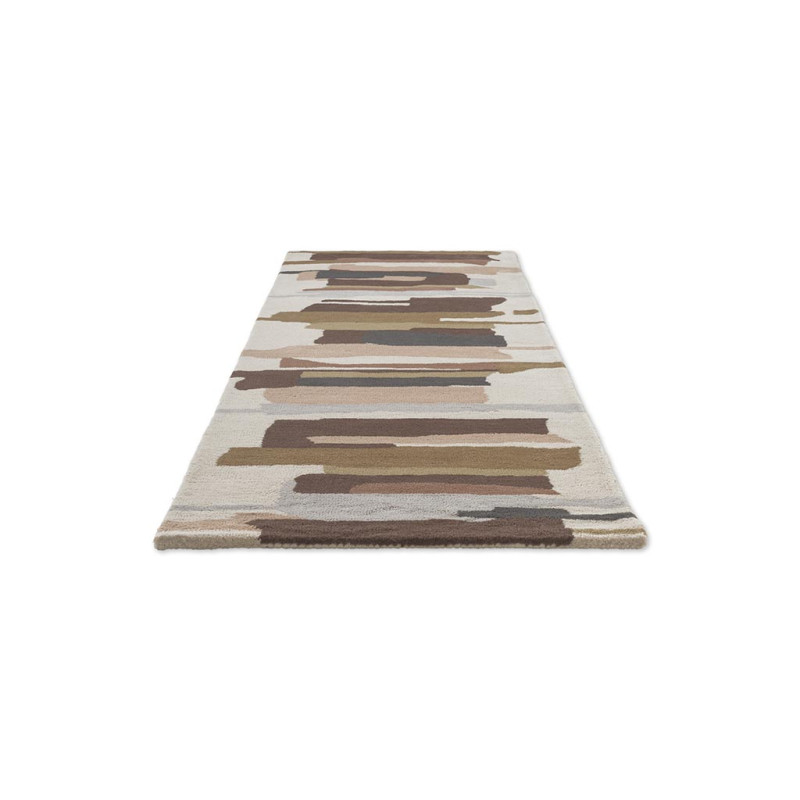 Tapis de couloir en laine formes géométriques Zeal Taupe