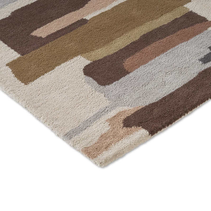 Tapis de couloir en laine formes géométriques Zeal Taupe