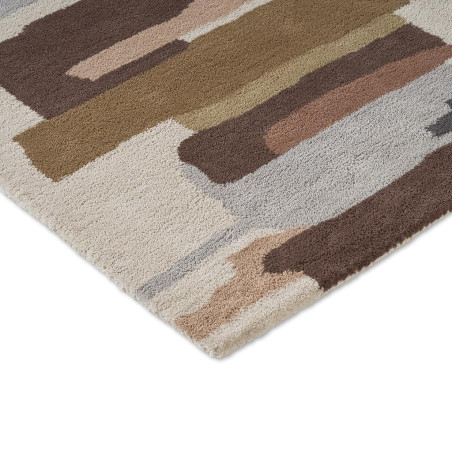 Tapis de couloir en laine formes géométriques Zeal Taupe